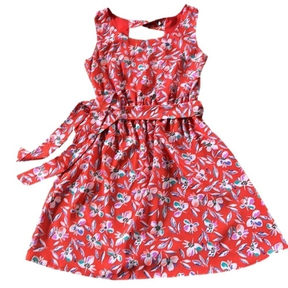 Gap Floral Print Cinch Waist Dress - Blaze - Picture 1 of 15
